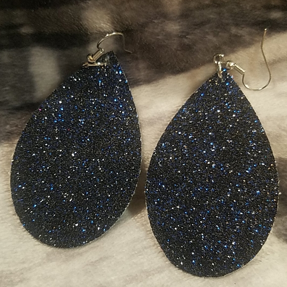 Fine Glitter Faux Leather Earrings - Picture 2 of 3